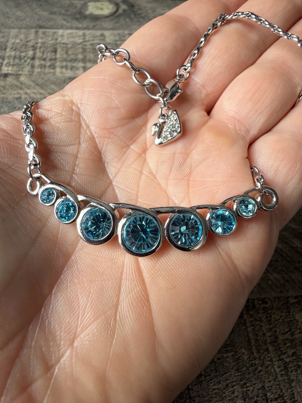 Blue Swarovski Gradient Silver Chain Necklace
